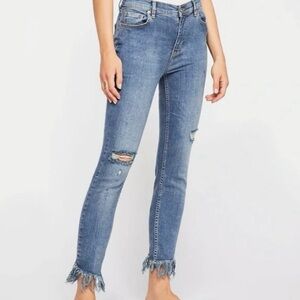 We The Free Blue Distressed Skinny Jeans